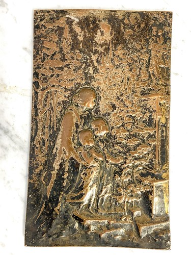 Plaque bronze bas relief - plaque, en
