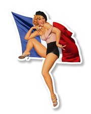 VIVE LA FRANCE DRAPEAU FRANCAIS FLAG PINUP STICKER  AUTOCOLLANT AUTO PF153