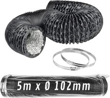 Tuyau flexible en aluminium noir Ø 102 mm Longueur 5 m + 2 colliers de serrage 