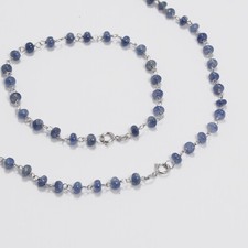 Collier et Bracelet en or Blanc 18 KT Avec Rondelles De Saphirs 4 MM Obln 017 B