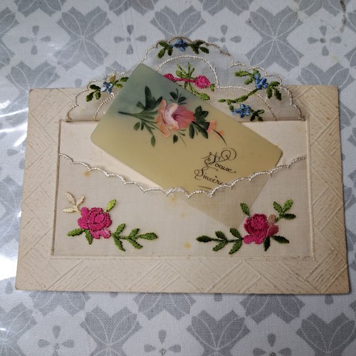Carte brodé vœux - brodé-,