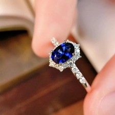 Bague diamant saphir bleu