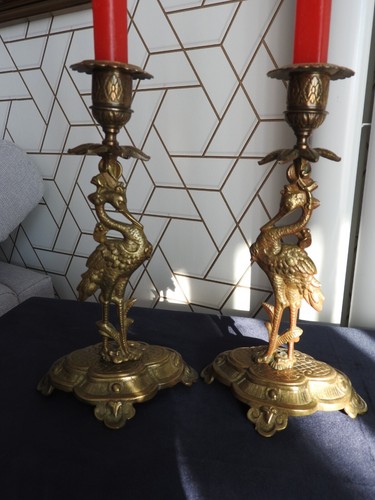 Anciens bougeoirs bronze - 2,