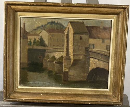 Huile sur panneau signée - , et