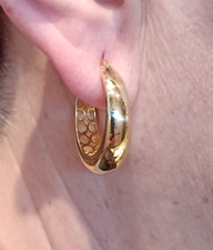 Boucles D'Oreilles En Or Jaune 18 CT 750 Finition Brillante Fabriquées En Italie