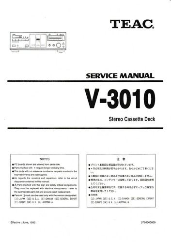 Service manual for teac 3010 - teac, v-3010