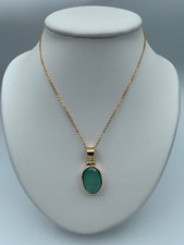 PENDENTIF ARGENT VERMEIL 925 MILLIEMES OVALE BELIERE ARTICULEE OXYDE VERT W843