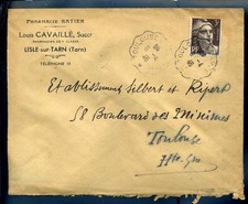 Marcophilie -  Publicité  Pharmacie  ratier louis cavaillé à lisle sur tarn 08