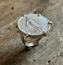 Bague pièce argent plume - , 1