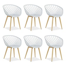 Chaise de jardin Lot de 6 avec accoudoirs Gris Fauteuils Plastique Homestyle4u