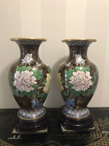 Cloisonne paire vases - paire,