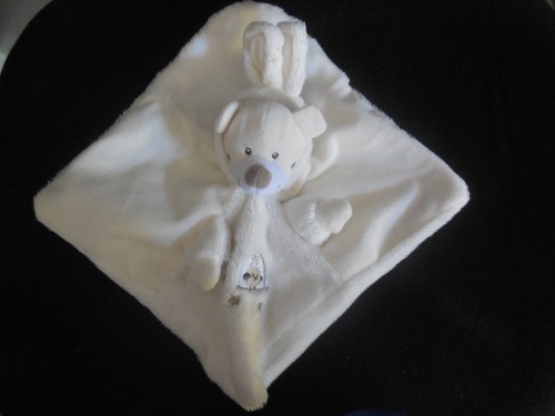 Doudou plat ours lapin - plat, blanc