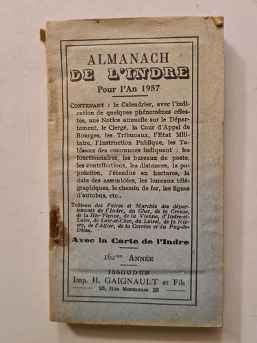 Almanach indre pour l an - l'indre, l'an