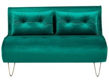 Beliani - Banquette Convertible 2 Places - Vestfold - en Velours et Métal, Vert 