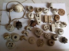 Lot accessoires éléments électriques Divers anciens Porcelaine