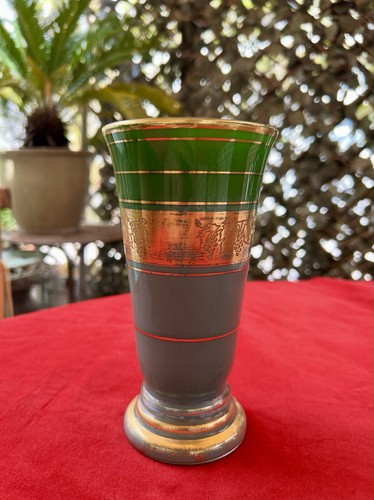 Green decorative vase gold - •,