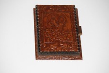 Carnet protège cahier cuir porte crayon Flamenco Folk Art Espagne vintage