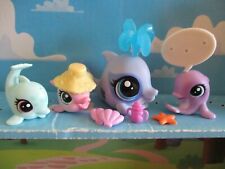 PETSHOP FAMILLE DAUPHIN : MAMAN #226 et 3 BEBES #227 #229 #230 + ACCESSOIRES 