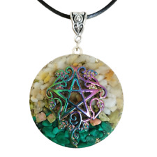 Pendentif orgonite orgone pentacle wicca aventurine malachite collier amulette