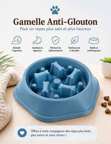 Gamelle anti glouton chien - gamelle,
