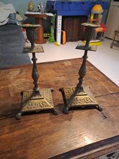 Ancienne Paire Bougeoir Bronze 19ème Napoléon III Art Nouveau 