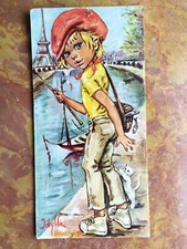 Ancien Cadre Titi Parisien Type Poulbot ( Papier Collé Sur Plaque) , Vintage....