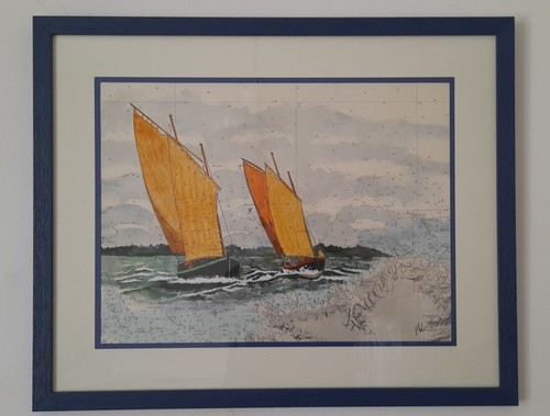 Aquarelle marine originale sur - aquarelle,