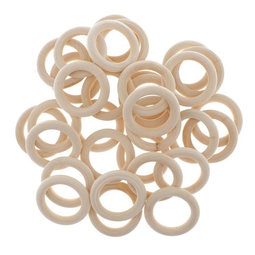Anneaux bois brut perles - anneaux, en