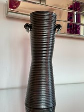 Important VASE diabolo en céramique noir pétrole  ELCHINGER Vintage An 50's