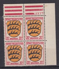 TIMBRE ALLEMAGNE 1945 OCCUPATION FRANCAISE N° 8 BLOC DE 4-N**.TB-VOIR SCAN-S056