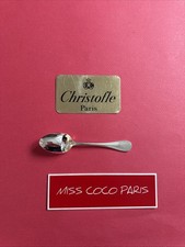 CUILLÈRE SIROP BÉBÉ CHRISTOFLE FRANCE  PERLE MÉTAL ARGENTE  TBE 13,5 CM RARE;
