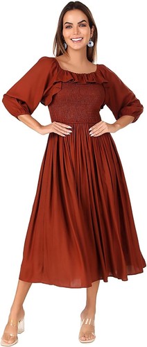 Robe longue bohème fumée - robe, mi-longue