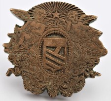 Fer à dorer, armoiries, blason anges, laiton, bronze.