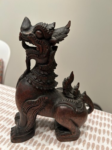 Statue bois sculpté chien - en,
