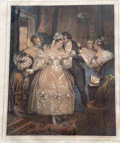 Grande gravure rehaussée