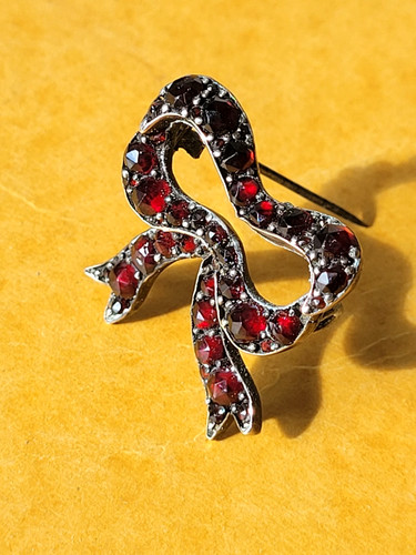 Broche nœud ancienne argent - broche,