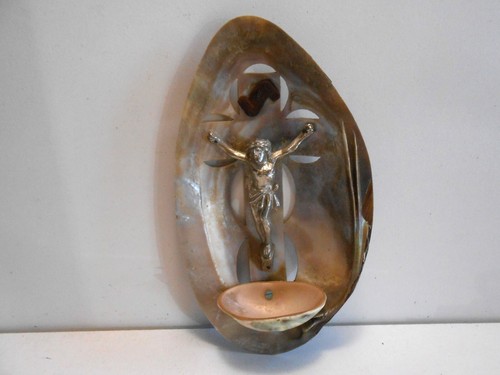 Benitier crucifix coquillage - benitier, /