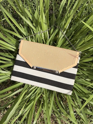 Stella dot black tan - dot, clutch-