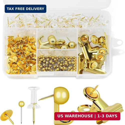 Gold push pins set - 310, pcs