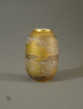 LIMOGES LAZEYRAS BEAU VASE ART DECO OVOIDE, PORCELAINE TACHÉE D'OR, VERS 1930