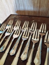 11 Fourchettes à Dessert Prises Violonnées Orfèvrerie Dixi Métal Argenté
