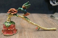 Éteignoir à bougie en métal émaillé motif colibri, superbe et utile