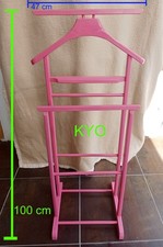 Valet de chambre-nuit vintage bois rose, portant porte-habit cintre de costume