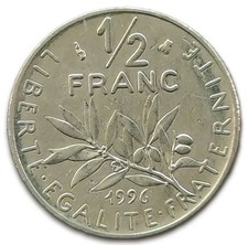 ??​ 1/2 franc 1996 République Française nickel TTB type Semeuse France