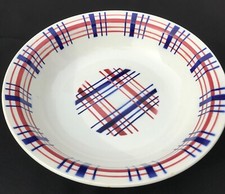 Plat Rond St Amand  Creux Décor Torchon Carreaux  28.5 cm  - Superbe !