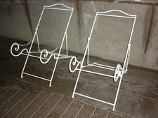 Ancienne paire de fauteuils transat chiliennes en acier plein design