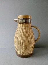 Pichet thermos recouvert de rotin Zojirushi Japan, années 70