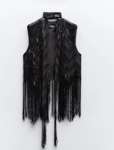Zara black sequinned - black, waistcoat