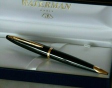 STYLO BILLE WATERMAN DE PRESTIGE CARENE LAQUE NOIR EN BOITE NEUF DE STOCK T5
