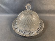 Ancien plateau et cloche à fromage en verre sculpté Verreries de SCAILMONT